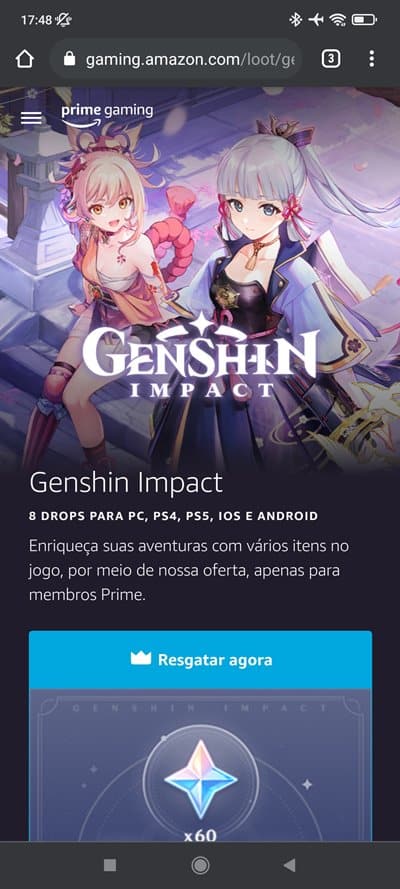 Lembrete: Prime Gaming oferece itens de Genshin Impact; aproveite - PSX  Brasil